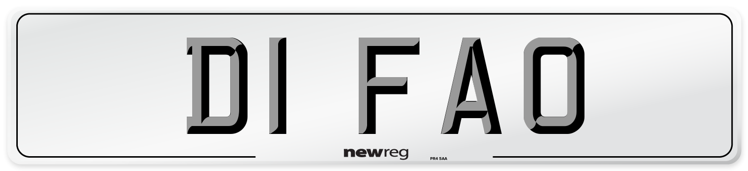 D1 FAO Number Plate from New Reg